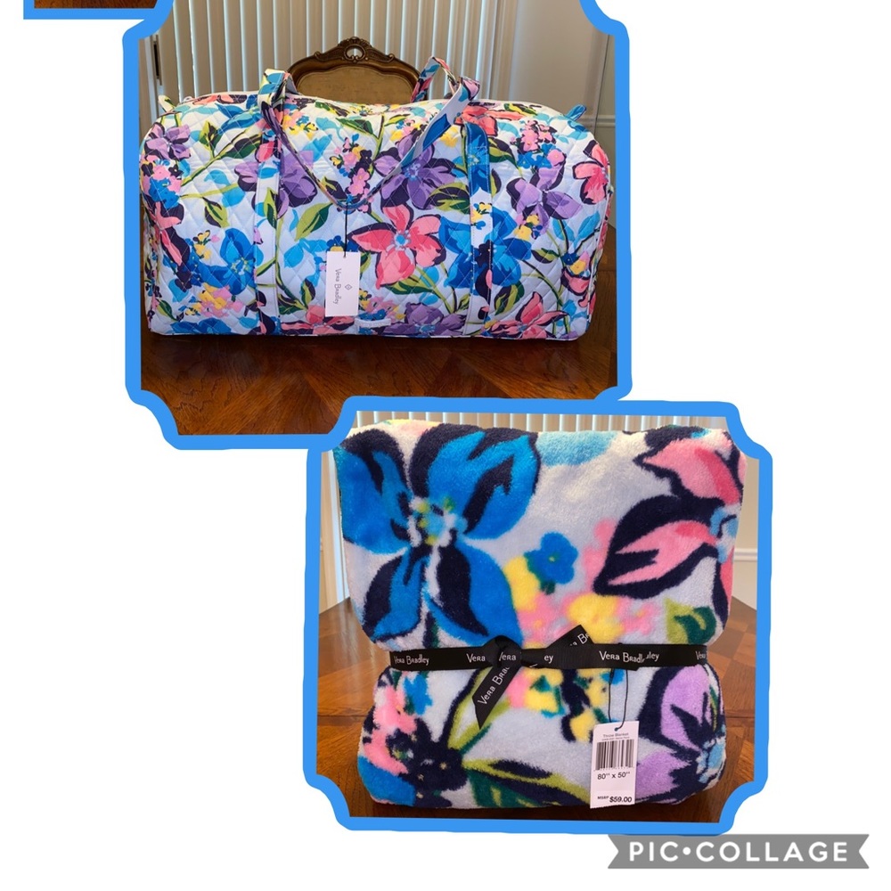 NWT Vera Bradley Large Duffel & Throw Blan…